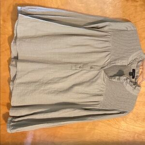 J. Crew Gray Blouse with V-Neck and Pleated Front